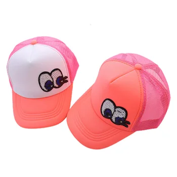 2-8 Ani Copii Copilul Neon Roz de Vară Șapcă de Baseball Fete ochiurilor de Plasă Spate Rece Capac cu Paiete
