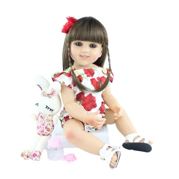 55cm Ful Silicon Renăscut Baby Girl Papusa Jucării Place foarte Mult Parul Copii Princess Dress Up Boneca Copil Cadou Cadou