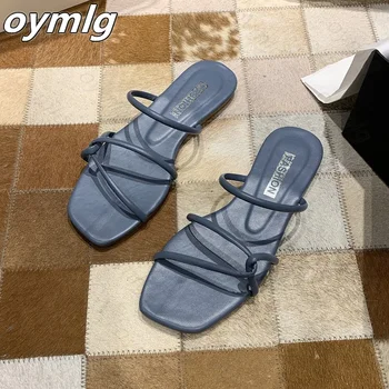 2021 Papuci femei vara versiunea coreeană nou pătrat-deget de la picior plat-toc bomboane de culoare moda exterior purta sandale papuci