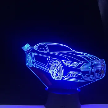 3D LED Lumina de Noapte Vintage Super-Masina de Acțiune Figura 7 Culori Atinge Iluzie Optică Lampă de Masă Decor Acasă Model