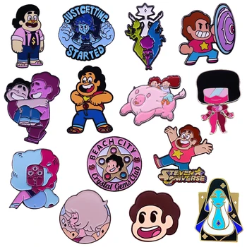 Steven Univers Email Pin de Colectare Pietre Roz Albastru Diamant, Granat serialul TV de Desene animate de Caractere Brosa