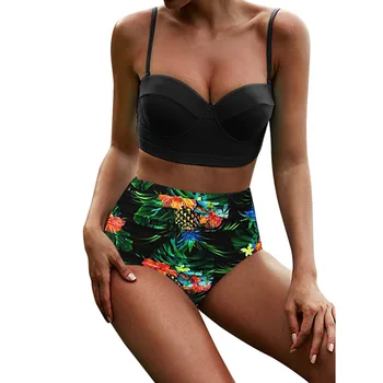 2021 Împinge În Sus Bikini Sexy De Imprimare Femei Costume De Baie Cu Talie Înaltă Costume De Baie Femei Costum De Baie Pe Plajă Uzura Biquini Două Bucata Set Pentru Femei