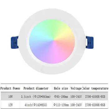 Tuya Zigbee LED Downlight APLICAȚIE Inteligentă de Reglaj Rundă de Lumină la fața Locului putere de 10W, 12W RGB cu Schimbare de Culoare Cald Rece Lumina de Lucru Cu Alexa GoogleHome
