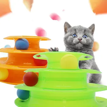 Trei Niveluri de animal de casă pisică jucărie Turn de Piese Disc pisica Inteligenta Distracții plătească triplu disc de jucării pisica minge de Formare Distracții placa