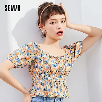 SEMIR Tricou Femei Retro Hong Kong Aroma Bluză Albă 2021 Puff Maneca franceză Florale Cămașă de Moda de sex Feminin Bluza Alb Topuri