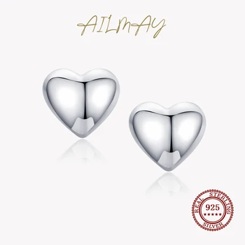 Ailmay de Moda de Înaltă Calitate de Argint 925 Inima Anti-alergie Stud Cercei pentru Fata Cadou de Ziua Îndrăgostiților