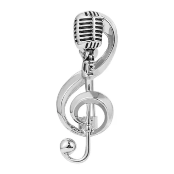 Culoare De Aur Microfon Notă Muzicală Broșe Email Pin Pentru Femei Barbati Cantareata Petrecere Concert Accesorii Bijuterii Cadou