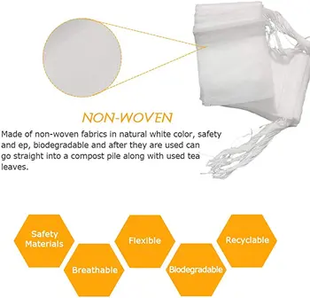 100 Buc Unică folosință Non-Țesături Ceai Sac de Plasă cu Cordon, Umiditate-dovada de Calitate Alimentară Pânză de Filtru de Medicina Chineză Sac