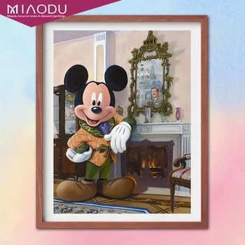 5D Diamant Pictura Desene animate Disney Mickey Mouse si Walt Disney Cruce Cusatura Broderie Handmade Mozaic Burghiu Plin de Decor Acasă