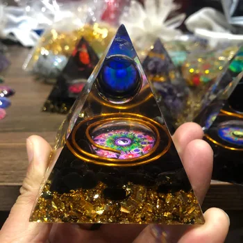 Handmade Cristal de Ametist Sfera Piramida 70mm cu Obsidian Piatra Reiki Chakra de Colectare a Energiei Decor Acasă