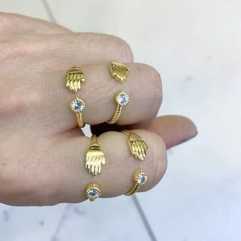10buc Placat cu Aur cu cubic zirconia CZ Inima Zâmbet Luna de Ochi Fluture Geometrice inele pentru femei bijuterii de moda Pentru Femei