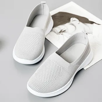 2021 Moda Casual Femei Vulcanizat Pantofi Ochiurilor De Plasă Respirabil De Tricotat Ciorap Alunecare Pe Adidași Apartamente Pantofi De Tenis Feminin De Sex Feminin