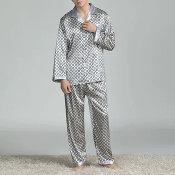 Mens Pata De Mătase Seturi De Pijama, Pijamale Barbati Pijamale Stil Modern Cămașă De Noapte De Mătase Acasă Masculin Satin Moale, Confortabil De Dormit
