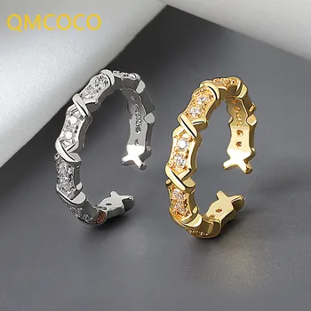QMCOCO Argint 925 Geometrice Stele Zircon Inel Reglabil Minimalist Bijuterii Fine Pentru Femei Partid Cadou Reglabil