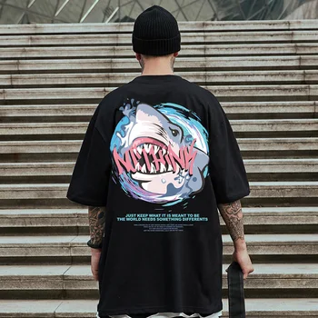 ZAZOMDE Tricou de Vară Mâneci Jumătate Hip hop Ins marele rechin alb de Moda Streetwear Cuplurile Unisex Tee Topuri 2021 Teuri M_5XL