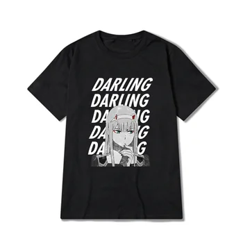 Draga mea, în Franxx Anime Tricou Zero Doi Desene animate de Imprimare de Top Harajuku Supradimensionat Femei din Bumbac T-shirt Gotic mâneci Scurte SUNOWE