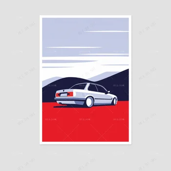BMW E28 M3 E30 imprimate pe alb natural frumos panza pentru design, cadouri, mașini de artă, ilustrații, postere auto, de ziua parti