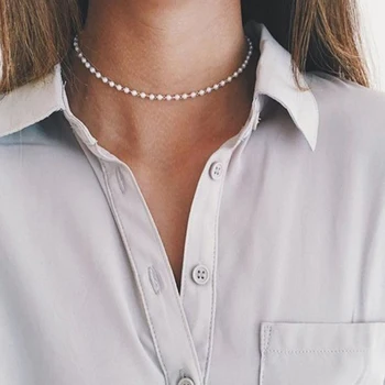 Alb cu imitatie de perla broderie Coliere coliere pentru femei de înaltă calitate perle colier moda cravată bijuterii coltie