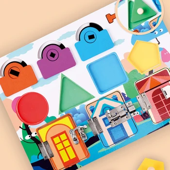 Copilul Ocupat Bord Deblocarea Jucărie Educațională Timpurie De Formare De Competențe De Culoare Forma Montessori Jucărie Din Lemn Materiale Didactice De Învățare Bord