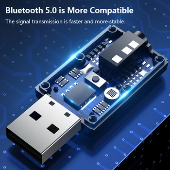 Bluetooth Audio Adapter Bluetooth Audio Receiver Transmitter 2 In 1 Stereo Bluetooth USB Adaptor de 3,5 mm Aux Pentru TV, PC, Casti