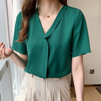 2021 Nouă Femei, Plus Dimensiune Tricouri Retro Culoare Solidă Maneca Scurta Liber Bluză Casual Elegante, Camasi Cu Maneca Doamnelor Haine De Vară