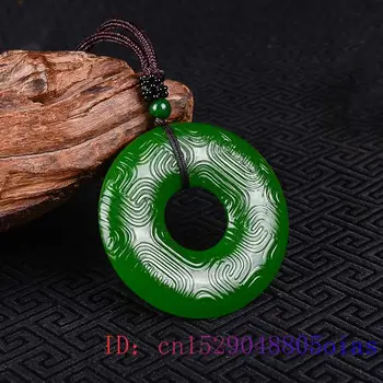 Verde Jad Pandantiv Chineză Colier cu Amuleta față-verso Femei Farmec Sculptate Moda Bijuterii Cadouri Naturale