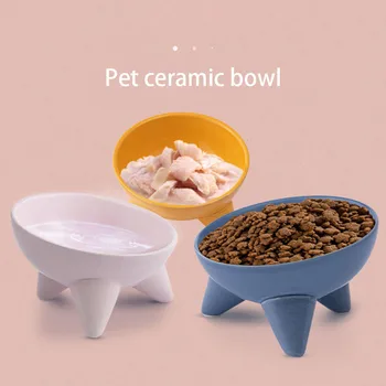 15° Înclinare de Companie Castron Ceramic Pentru Pisici Feeder Accesorii Non-alunecare de Gât Garda Catelus Consumul de Alimente Boluri Bautori de Stocare Pentru caini Mici
