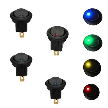 5Pcs/Set ON/OFF 12V Rotund Rocker Dot Comutator cu LED-uri Impermeabil Lumina Luminescență Comutatoare