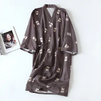 Stil japonez Femei Halate din Bumbac Kimono Sleepwear Halat de Vară Cuplu Pijamale Homewear Lung Pijamale, Halat de baie