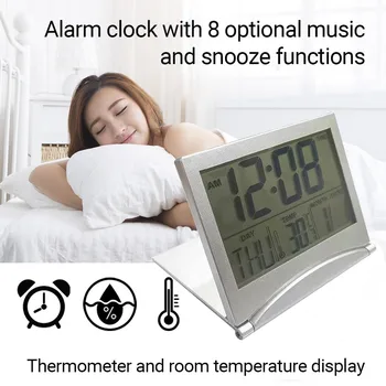 Portabil ceas cu alarmă Digital LCD Stație Meteo Pliere Data Desktop Temperatura de Călătorie Ceas Deșteptător despertador wekker#2440