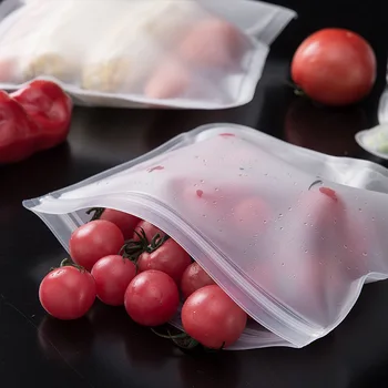 5PCS/Lot Transparent Reutilizabile de Calitate Alimentară EVA Saci de Depozitare a Alimentelor cu Fermoar Frigider de Fructe Și Legume, Pungi Sigilate