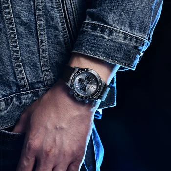 Pagani Design Bărbați Cuarț Ceas de Lux Moda Barbati Ceas Automată Data de Silicon rezistent la apă Ceas Barbati Chronograph Reloj Hombre