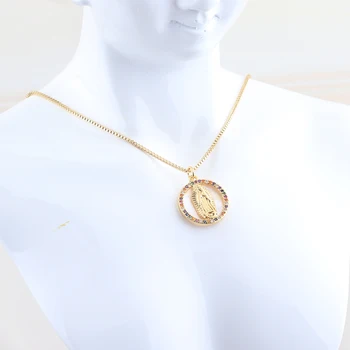 Cupru Vintage Sculptate Monedă Colier Pentru Femei De Moda De Culoare De Aur Shell Fecioara Maria Pandantiv Coliere Lungi Boho Caseta De Bijuterii Lanț