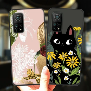 Flori de Leopard, Pisică Câine Telefon Caz Pentru Xiaomi Mi 10T Lite Redmi Nota 9 7 8 9 10 Nota 10 Pro 8T 9C Mat Silicon Moale Capacul