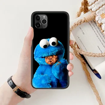 Cookie Monster Sesame Street Desene animate Telefonul Acoperi Caz corp Pentru iphone 5 5s se 2 6 6s 7 8 12 mini plus X XS XR 11 PRO MAX negru