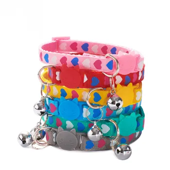 Trei Culori In Forma De Inima Drăguț Pisica Guler Reglabil Sondare Bell Cataramă De Siguranță Mic Guler De Câine De Companie Produse De Moda Noua