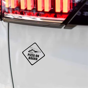 Aliauto Amuzant Auto Motociclete Autocolant Pizza pe Placa de PVC de protecție Solară rezistent la apa Decal Decor Auto Negru Argintiu,12cm*12cm