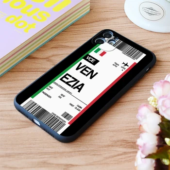 Pentru Iphone Italia Venezia Imbarcare Zbor Bilet de Imprimare Moale Matt Apple iPhone Caz 6 7 8 11 12 Plus Pro X XR XS MAX SE