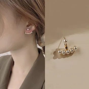 Coreeană Vintage din Metal de Culoare de Aur Perla Naturala Mici Stud Cercei pentru Femeile Chic Fată Simplă de Bijuterii Cadou de Nunta Petrecere