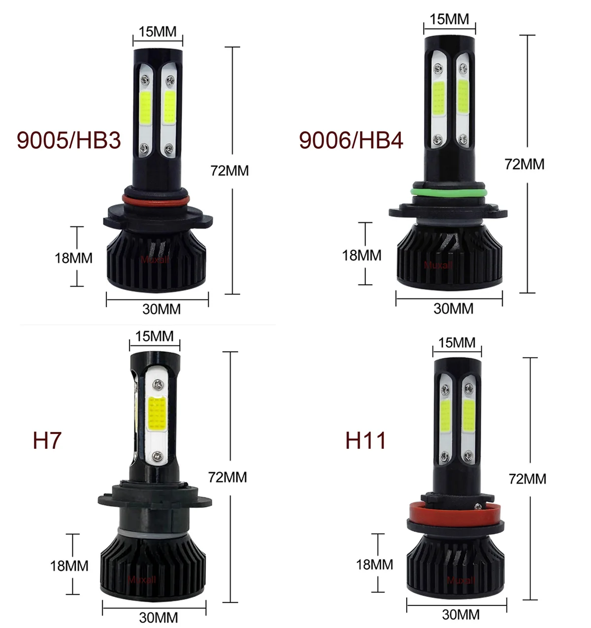 2 BUC 4sides Super Luminoase lumina Farurilor de Becuri H7 LED H9 HB3 9005 HB4 9006 H11, H8 Faruri LED 80W 20000LM 6500K 12V Lampa 8000K