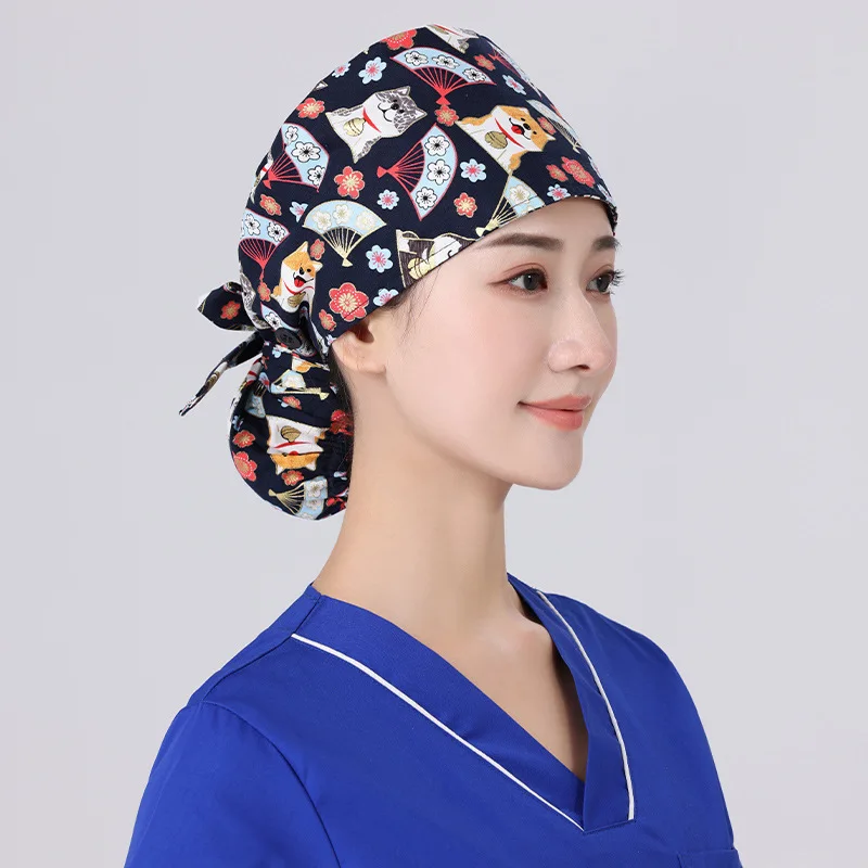 2021 Nou Parul Lung Mată Asistenta Pălărie Floare De Model Pufos Sanitare Pălărie De Desene Animate De Imprimare Nursing Mată Pălărie