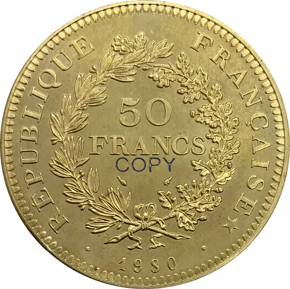 Masa-casa.ro franța 1980 Franța 50 de Franci aur monedă din Alamă de Colecție Copia Fisei
