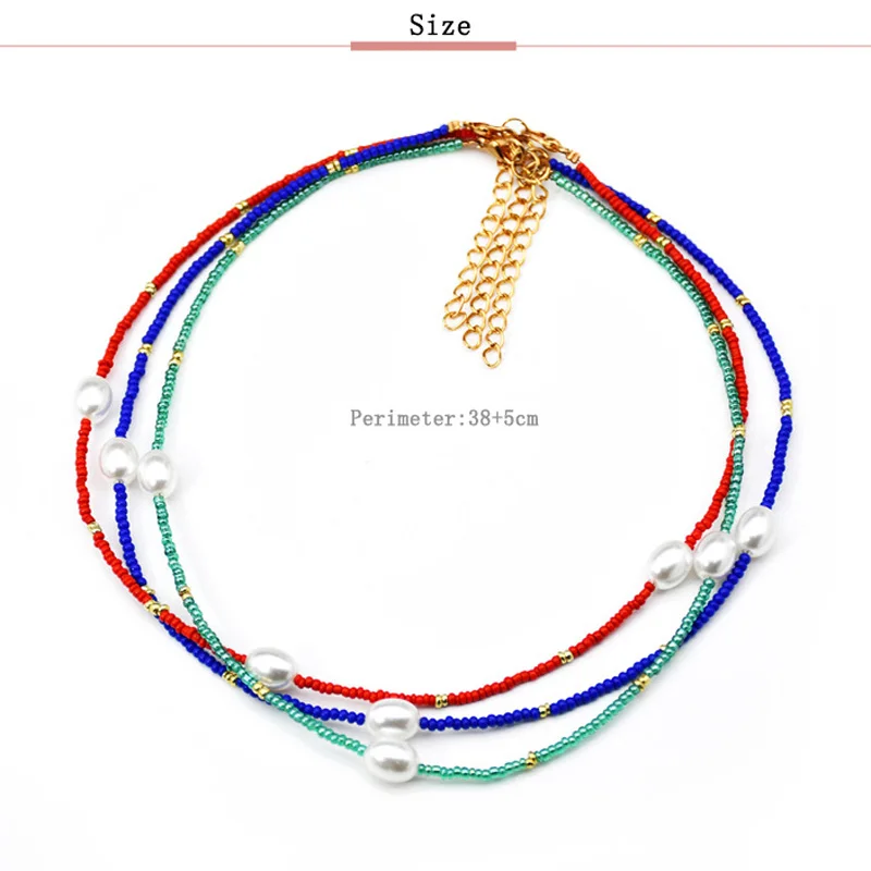 Boem Margele Lucrate Manual Simula Perla Cravată Colier Moda Bomboane Curcubeu Fir Scurt Guler Rece Bijuterii Cadou