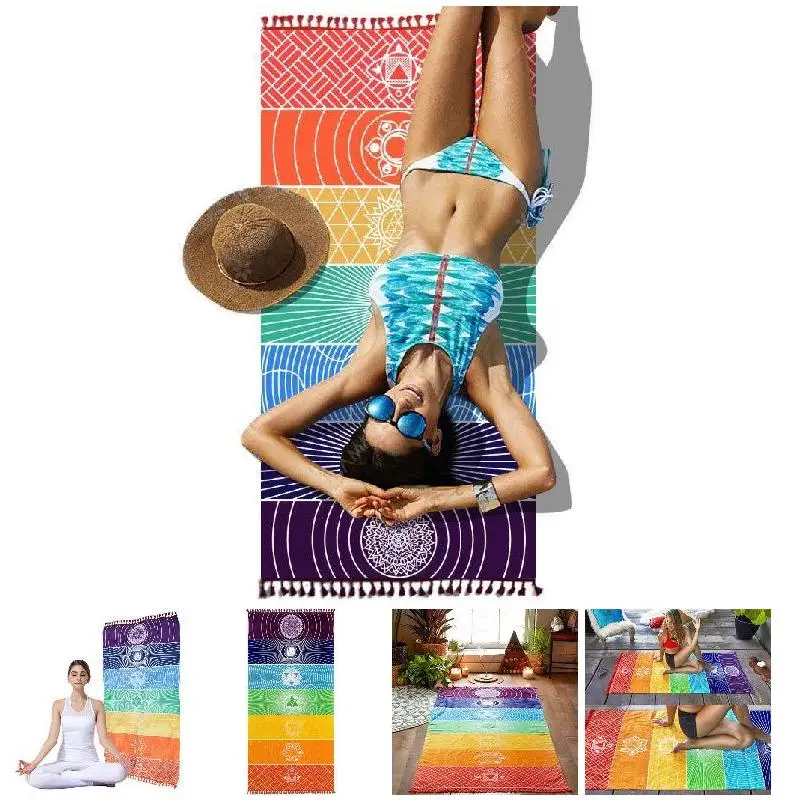 Curcubeu Boho Saltea Plaja Mandala Pătură cu Dungi pe Perete Tapiserie Eșarfă Yoga Mat FACE
