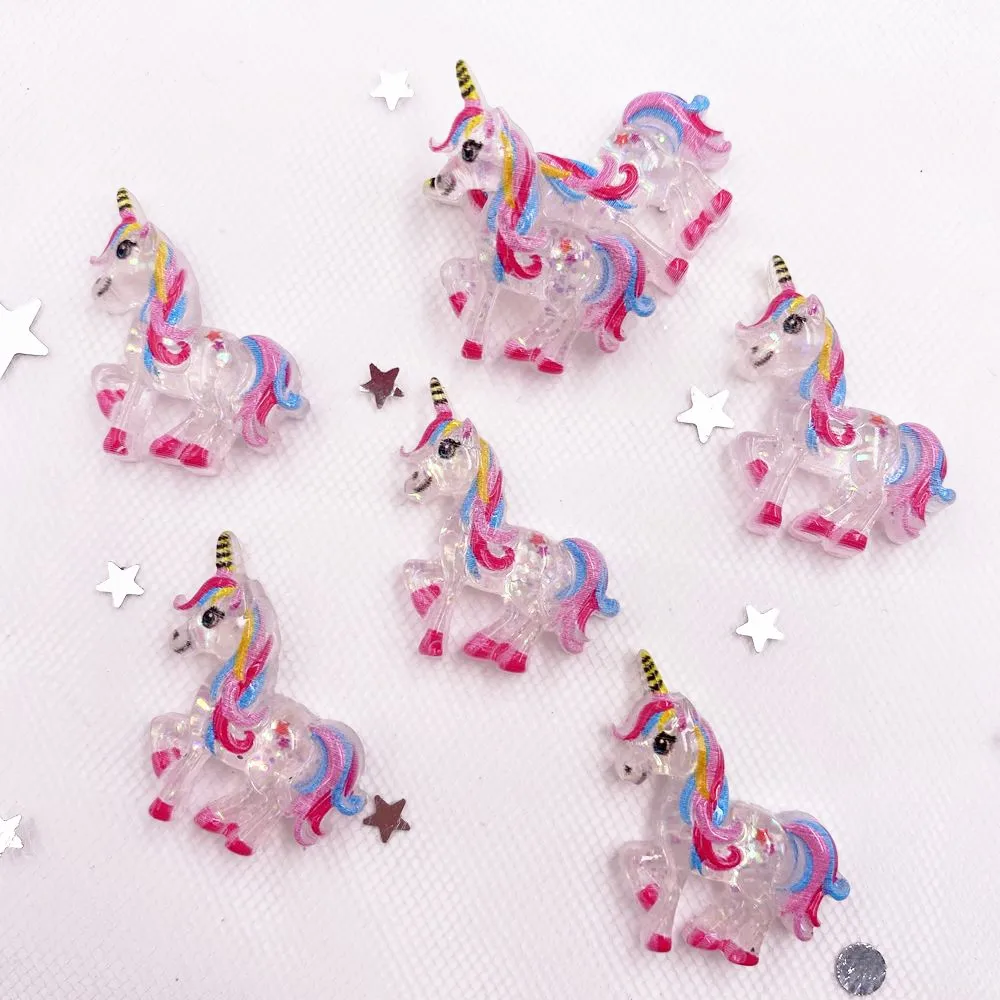 30PCS Sclipici Colorate Rășină Clar Unicorn Flatback Cabochon Album Casa de Decorare DIY Accesorii Decor Figurine OG837