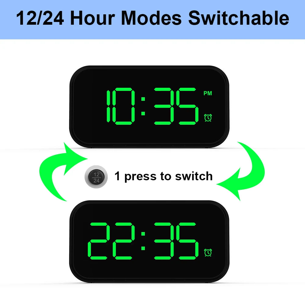 Ceas Digital de Alarmă Reglabil Luminozitatea LED Ceas Deșteptător USB de Încărcare 12/24Hr Snooze Ceas Pentru Birou Noptiera Dormitor