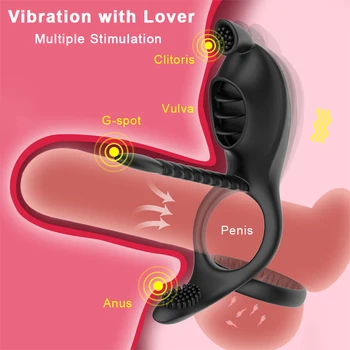 Multifuncțional Penis Inel Vibratoare Întârziere EjaculationErotic Stimulator Clitoris Cunilingus Penis Inel Scrot Robie Oameni Jucarii Sexuale