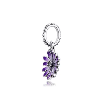 Purple Daisy de Înaltă Calitate Farmec pentru Nou Brățări Bijuterii DIY Femeie Margele din Argint S925 Pandantiv
