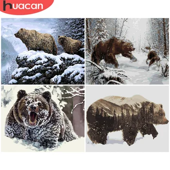 HUACAN Vopsea De Numere Urs Desen Pe Panza Pictate manual, Tablouri de Artă Cadou DIY Imagini De Numărul de Animale Kituri de Decor Acasă