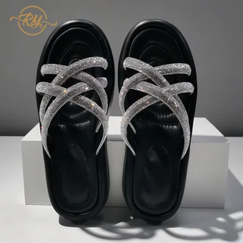 RY-RELAA European femei pantofi de Vară stil nou funduri femei 2021 moda tocuri papuci de casă ins femeie papuci sandale slide-uri de femei